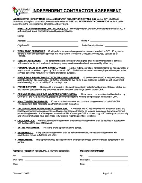 Installation Contract Template