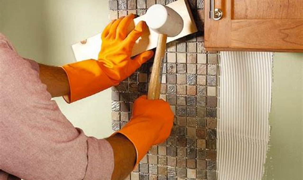 Installing a DIY tile backsplash in the bathroom