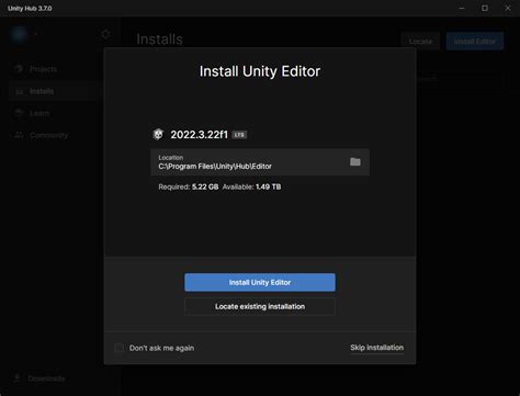 Installing the Correct Unity Editor Version