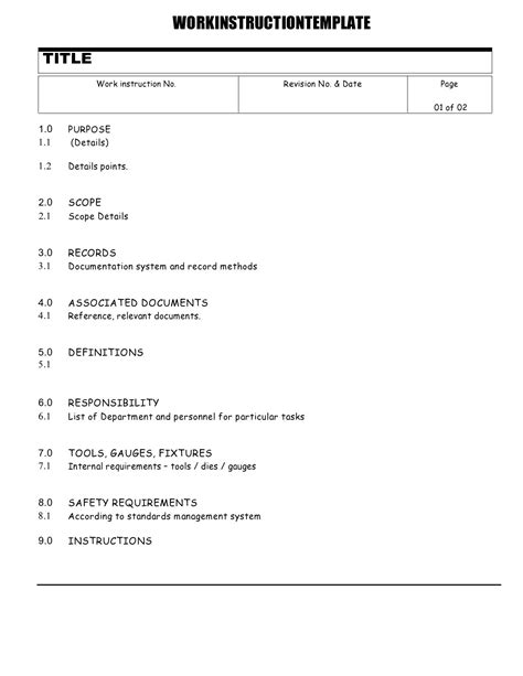 Work Instruction Template (Word) Templates, Forms, Checklists for MS