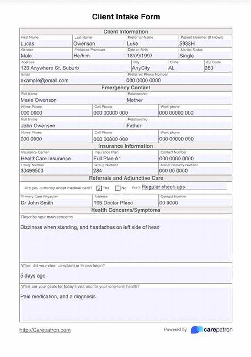 Intake Form Example