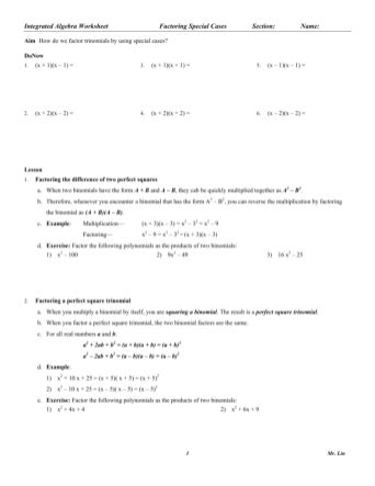 Integrated Algebra Worksheet Mr.lin Answers