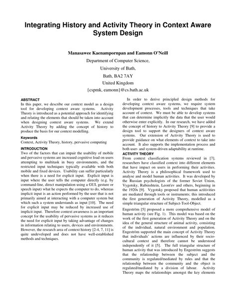 Integrating History into the Activity