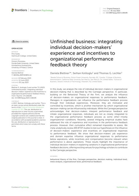 Integrating Performance and Feedback