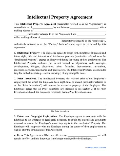 Free Intellectual Property Agreement Sample