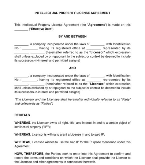 Free Intellectual Property Agreement Sample