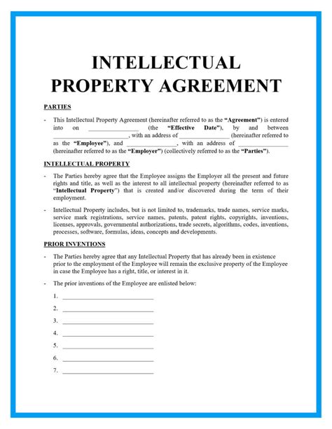 Intellectual Property Protection Agreement Template