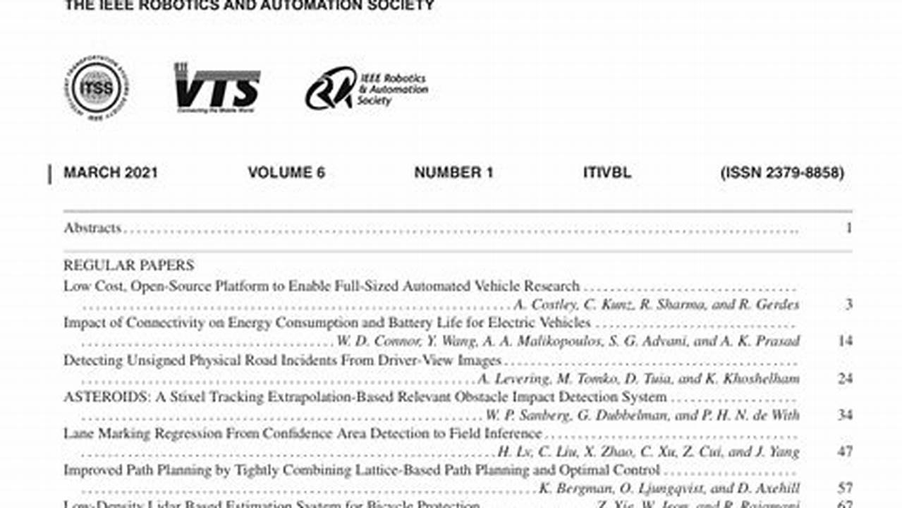 Intelligent Vehicles Ieee Transactions On