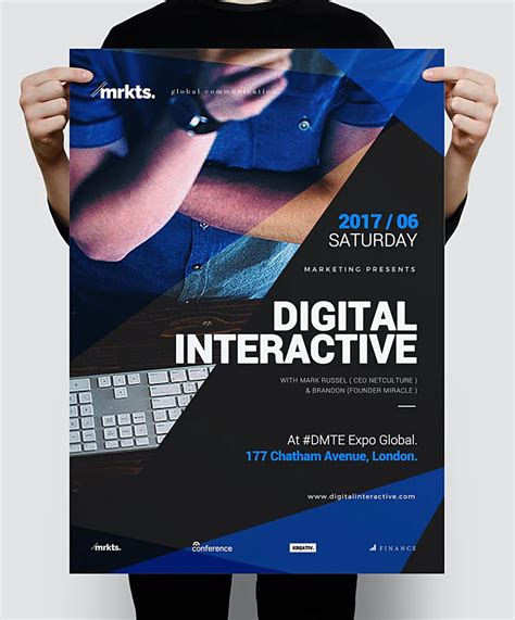Digital Interactive Flyer Template PSD A3 Flyer Design Templates