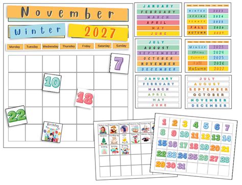 Interactive calendar template for children