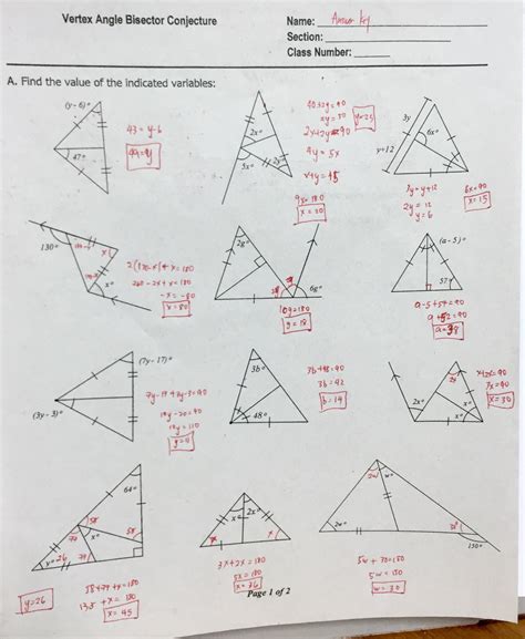 Interior Angles Worksheet Answers