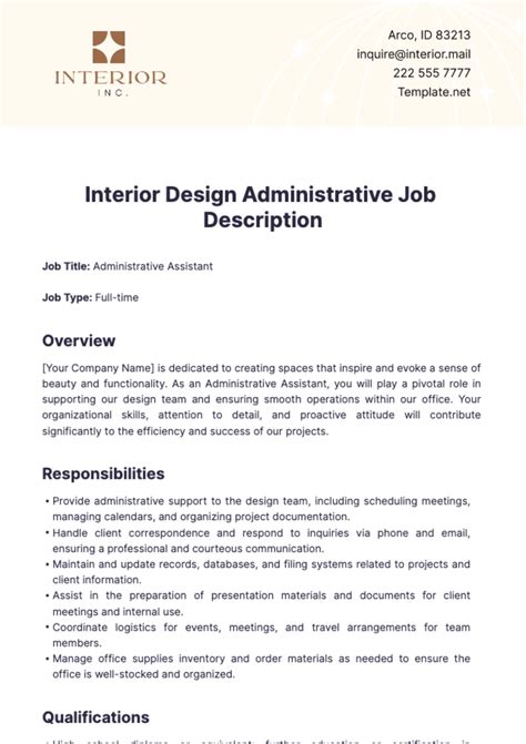 Interior Design Admin Job