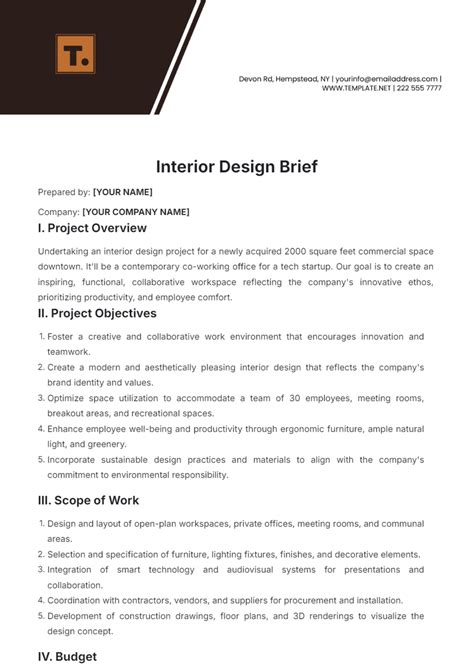 Interior Design Brief