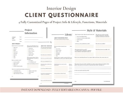 Interior Design Client Questionnaire Examples