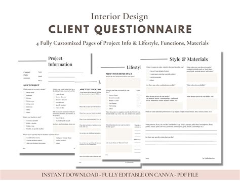 Interior Design Client Questionnaire Template