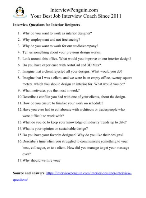 Interior Design Interview Questions