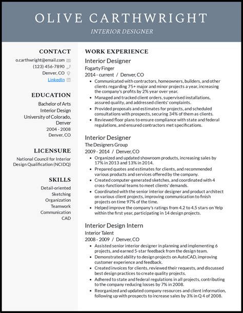 Interior Design Resume Samples Free Resumes Tips