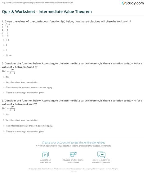 30 Intermediate Value theorem Worksheet Education Template