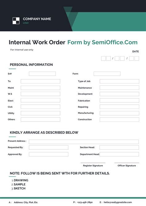 Internal Work Order Template
