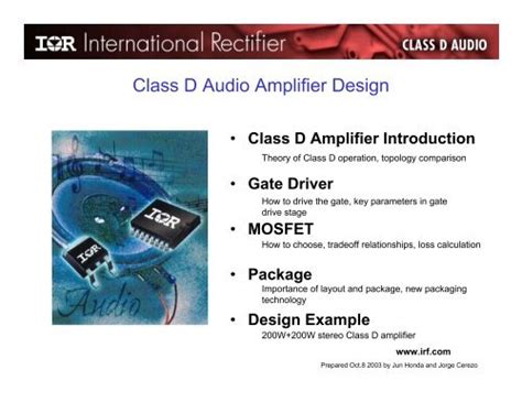 Unleashing High-Fidelity Sound: The Futuristic Technology of International Rectifier's Class D Audio Amplifier