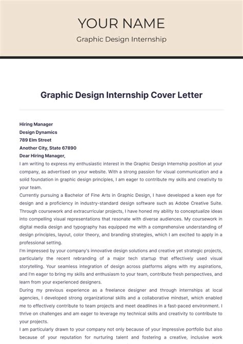 Internship Cover Letter Design