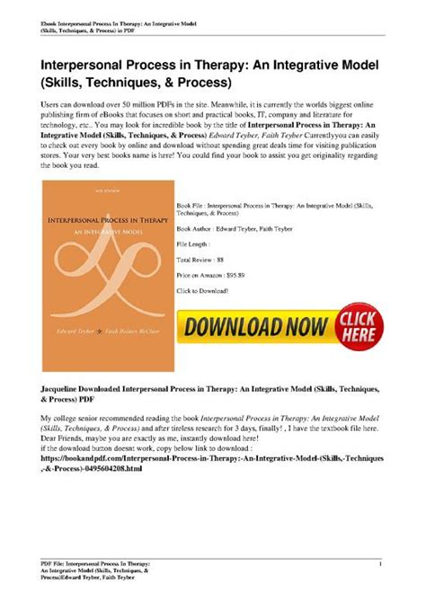 Interpersonal Process In Therapy: An Integrative Model