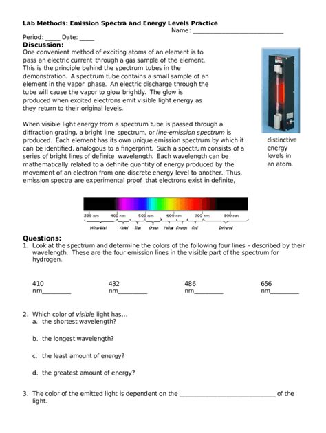 Interpret Emission Spectra Worksheet Answers