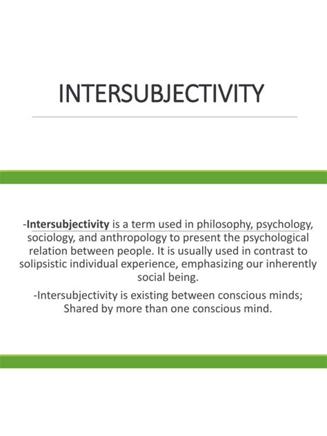 Intersubjectivity Philosophy Ppt