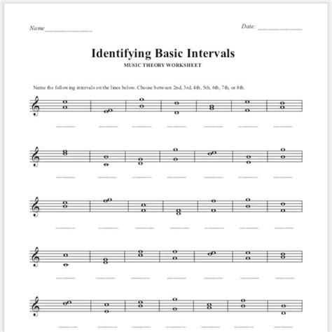Interval Worksheet Music Theory