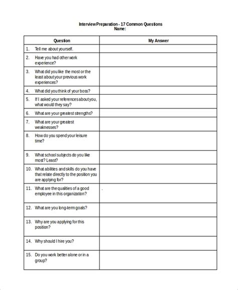 FREE 8+ Interview Questionnaire Forms in PDF Ms Word