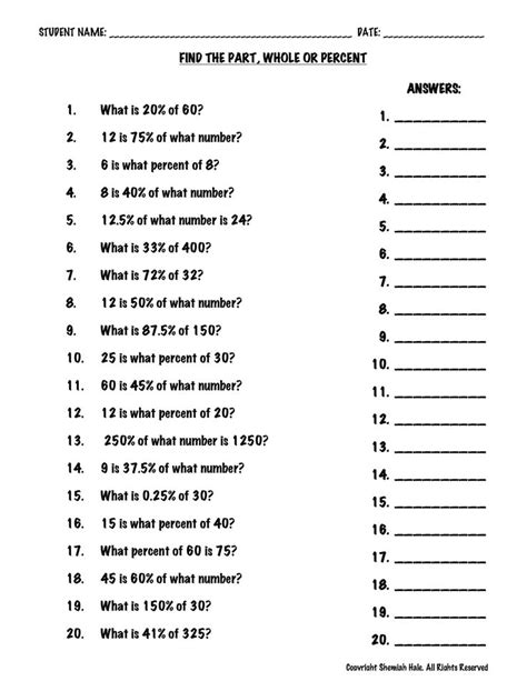 Intro To Percents Worksheet