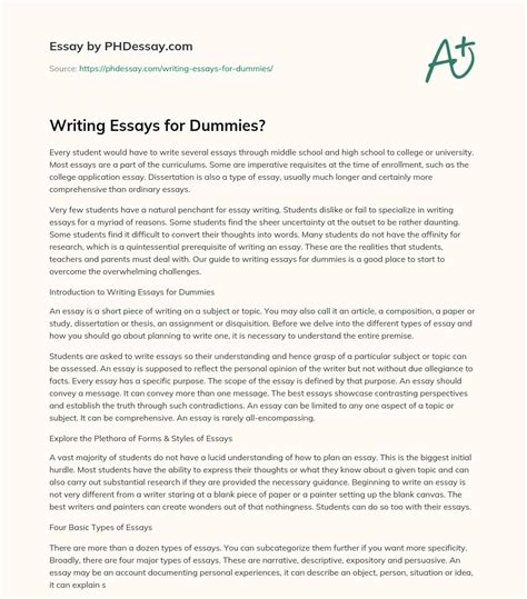 Introducing Essay Writing for Dummies