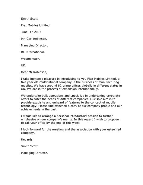 Business Introduction Letter Format Templates at