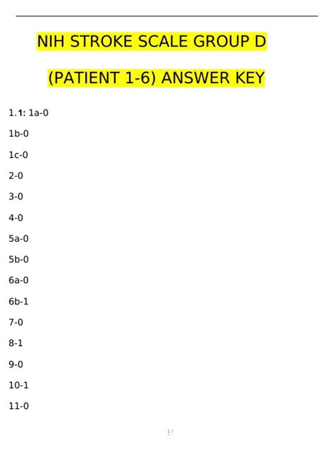 Introduction NIHSS Group D answers