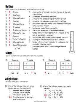 Introduction To Chemical Reactions Worksheet Answers