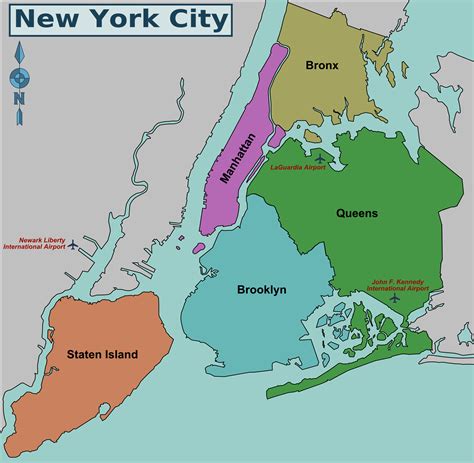 5 Boroughs of NYC Map