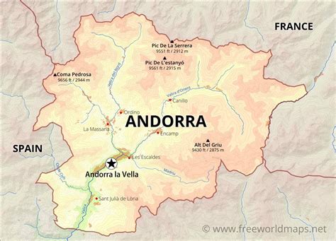 Andorra on map of Europe