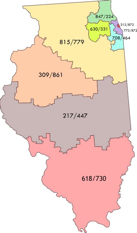MAP Area Code Map of Illinois