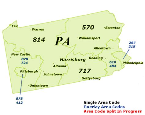 MAP Area Codes In Pa Map