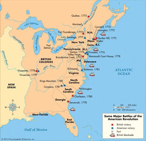 Battles of Revolutionary War Map