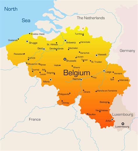 A world map with Belgium marked in red