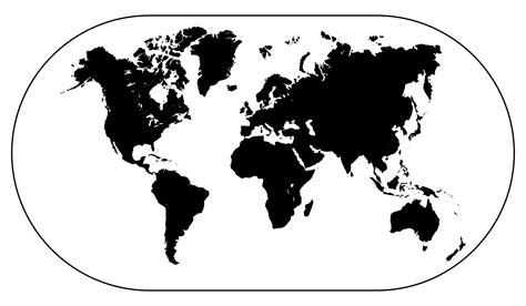 MAP Black And White World Map