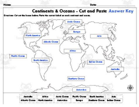 MAP Blank Map For Continents And Oceans