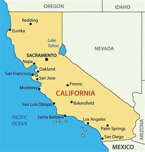 California map with major cities
