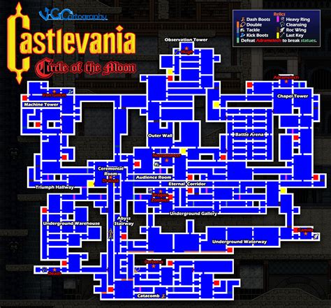 Map of Castlevania Circle Of The Moon