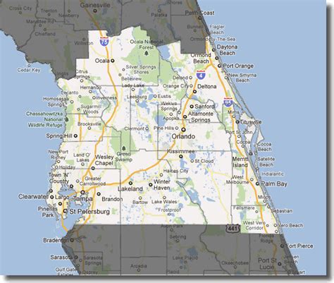 MAP Cities In Central Florida Map