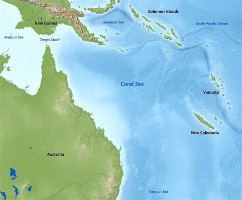 MAP Coral Sea On A Map