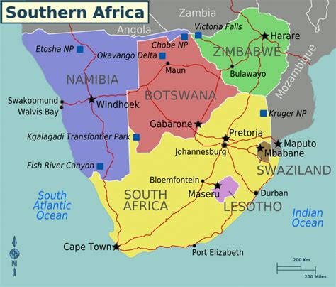 MAP Countries In Southern Africa Map