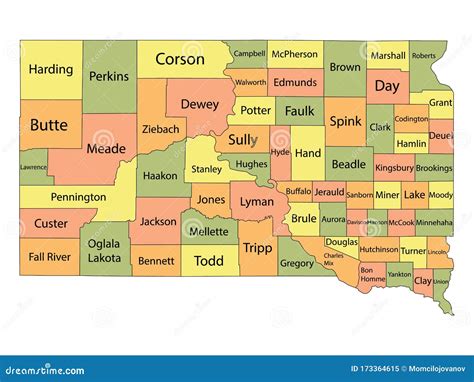 MAP County Map Of South Dakota