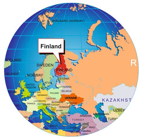 map of Finland on the world map